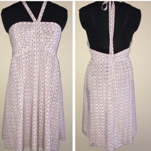 Madewell Asymmetrical Halter Dress in Pink and White